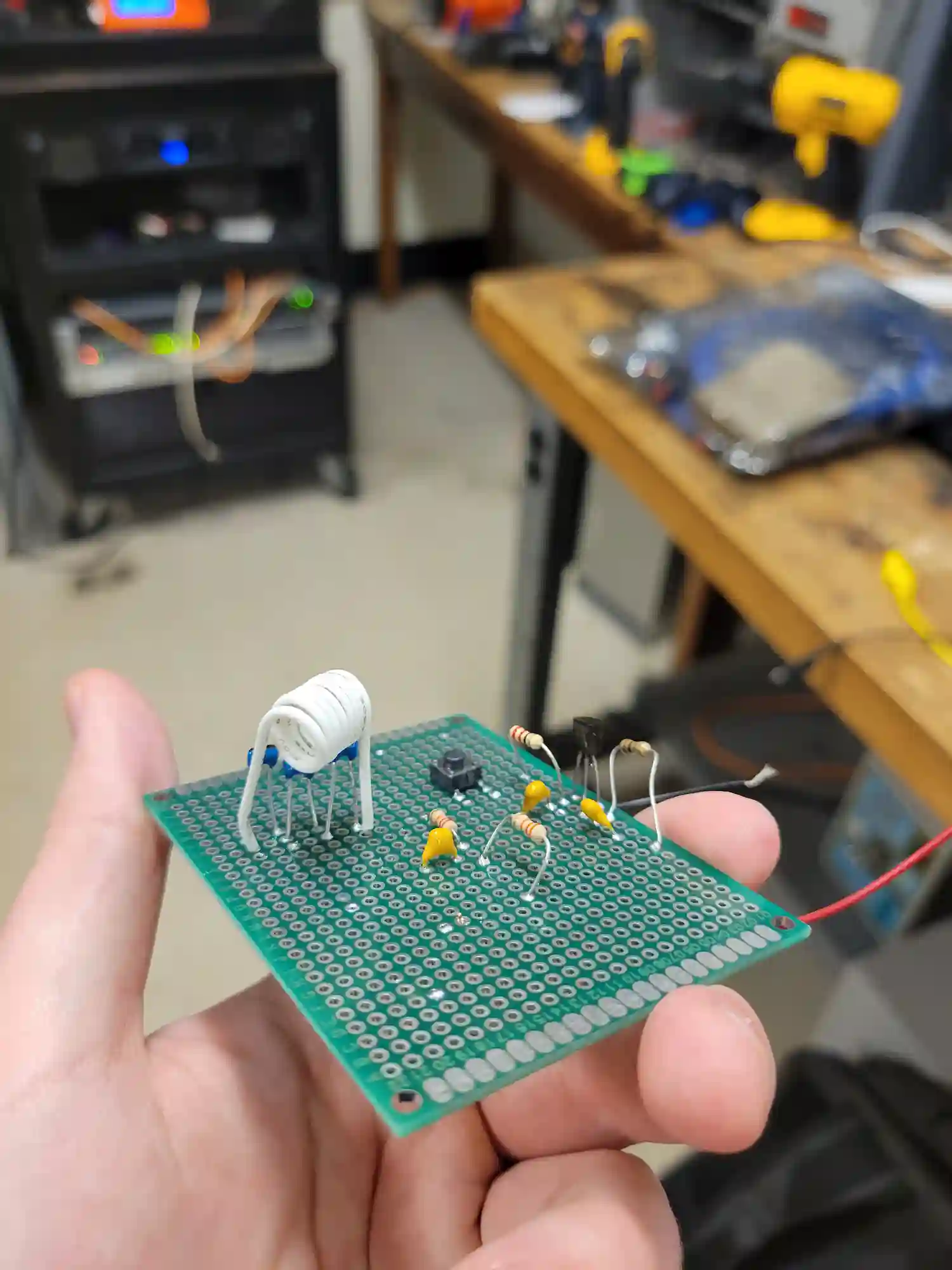 Continuous wave (CW) transmitter prototype on a Perfboard